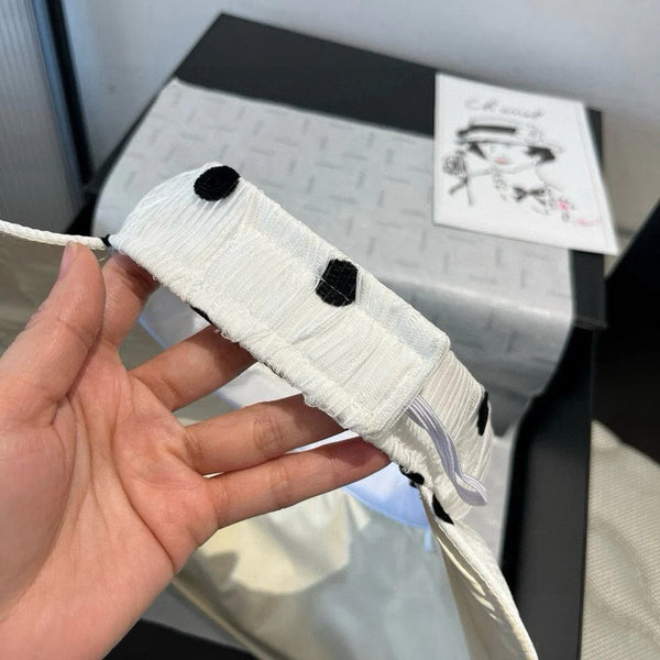 MM OPEN-TOP HAT IN WHITE WITH POLKA DOTS FABRIC