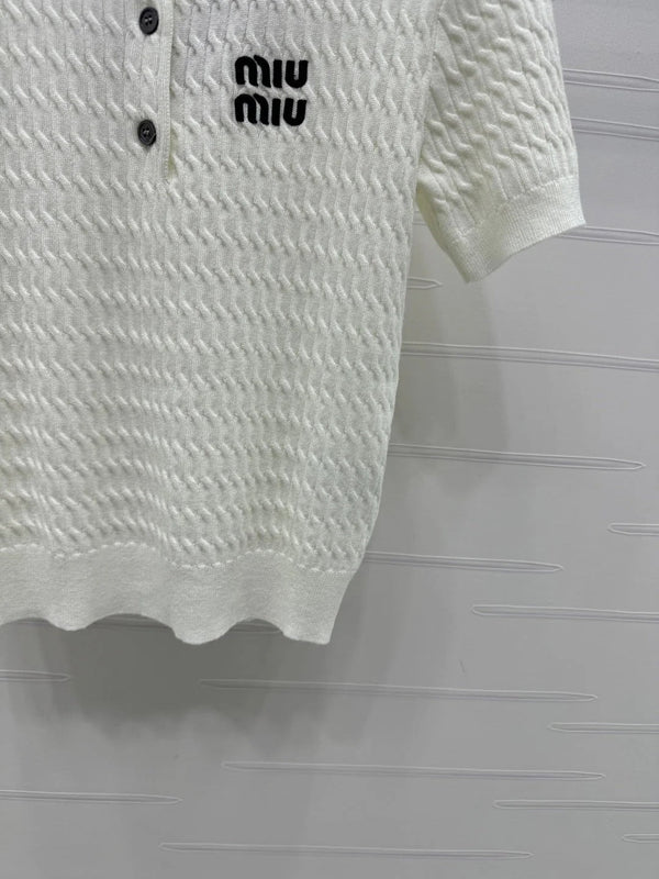 POLO IN MAGLIA MIUMIU BIANCA 274837