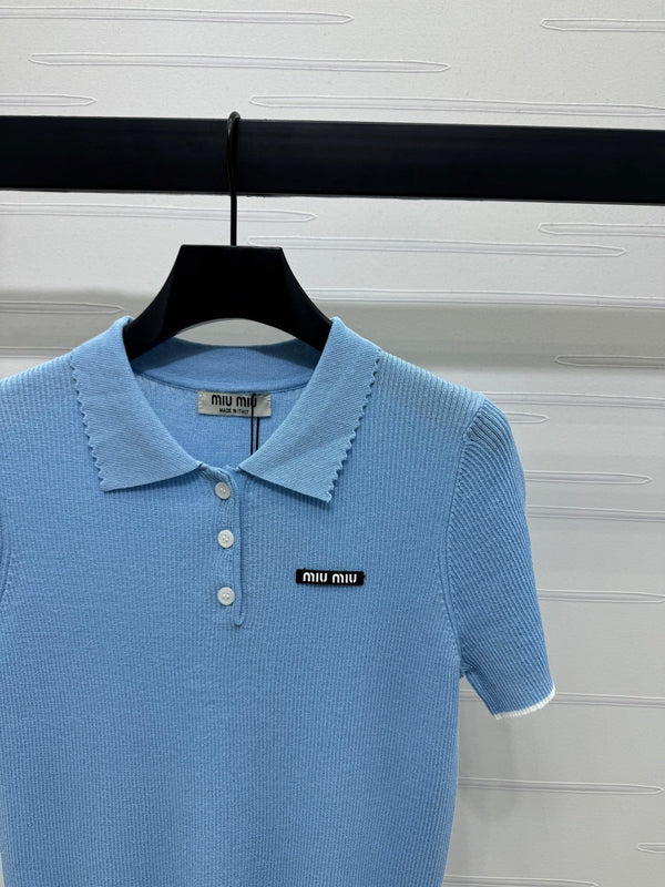MIUMIU SHORT-SLEEVE KNIT POLO 269421