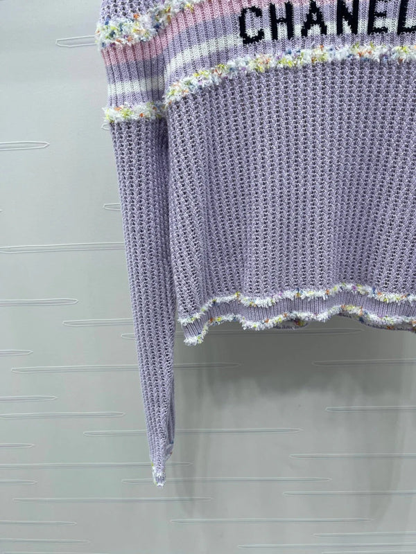 CHANEL 25S PULL À MANCHES LONGUES EN MAILLE AJOURÉE STYLE 163