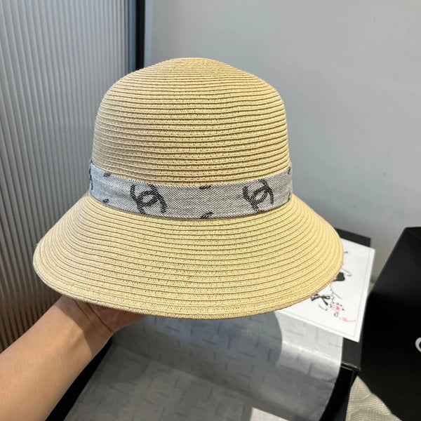 STRAW BUCKET HAT IN BEIGE WITH RIBBON BOW 673979