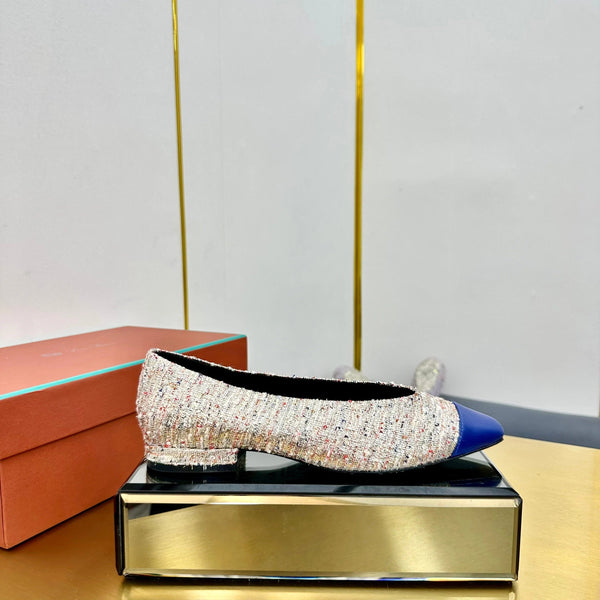 BALLET IN MULTICOLOR TWEED MIX BLUE LAMBSKIN