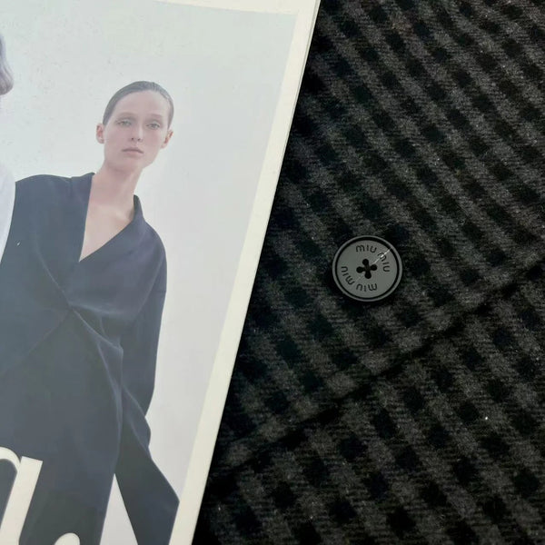 MIUMIU HOODED LONG CHECKED COAT STYLE 30