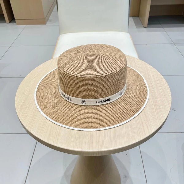 FLAT STRAW HAT BROWN 672720