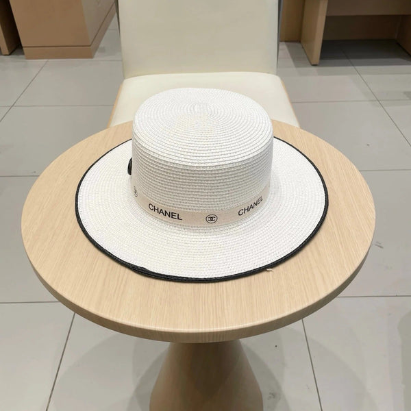 FLAT STRAW HAT WHITE 672721