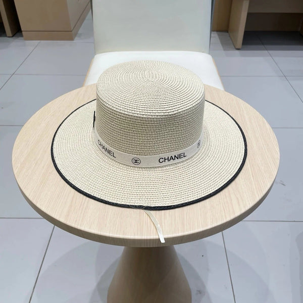 FLAT STRAW HAT IVORY 672723