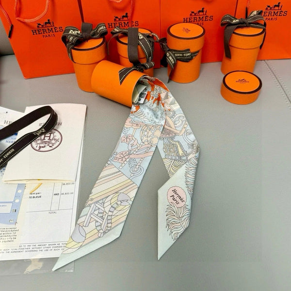 HERMES 25S SILK NECKERCHIEF 86 IN SILK 714349