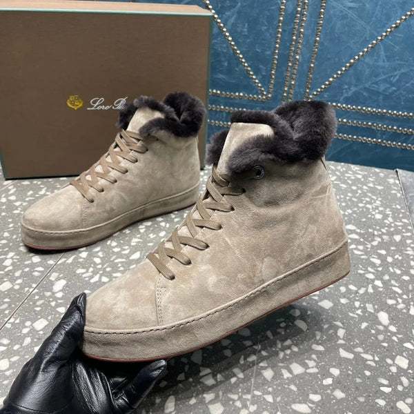 LP WINTER NUAGES Baskets montantes en agneau gris clair