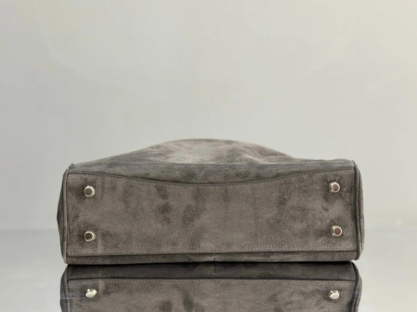 Balenciaga Medium Bag 35 Gray Suede Sliver Hardware