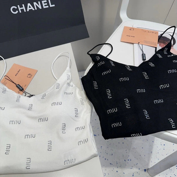 CAMI TOP 640628 IN WHITE COTTON RIBBED KNIT