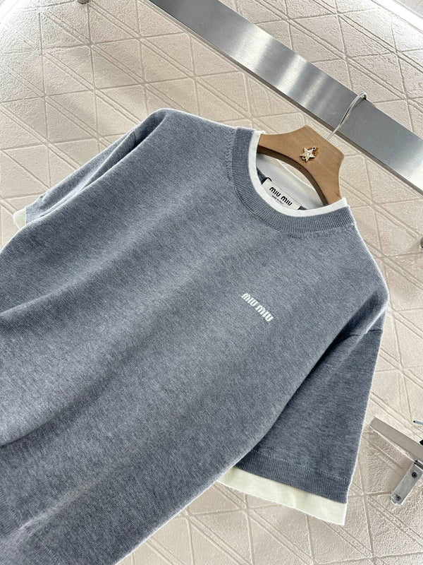 MIUMIU TOP IN MAGLIA A MANICHE CORTE 276490