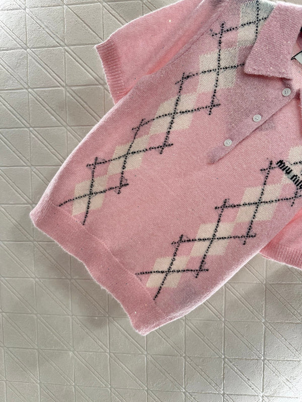 MIUMIU SHORT-SLEEVE KNIT TOP STYLE 24