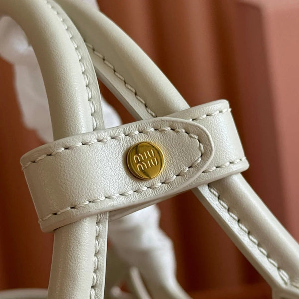 WOVEN HOLLOW BAG 24 IN WHITE CALFSKIN