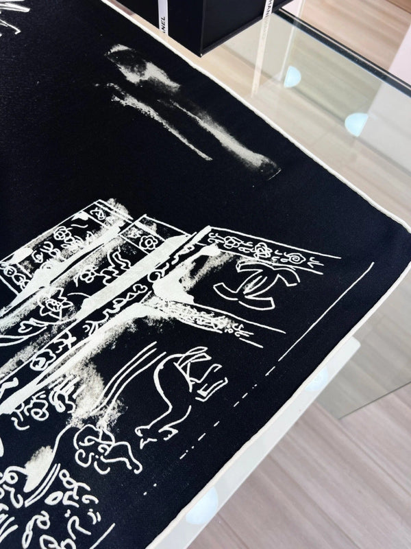 CHANEL 25S SCARF 135 IN CASHMERE SILK 737229