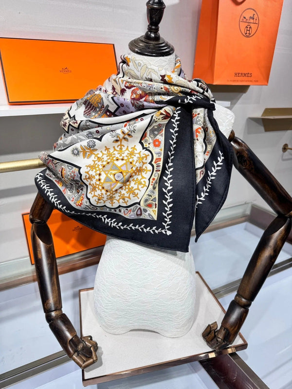 HERMES 25S SCARF 135 IN CASHMERE SILK 706586