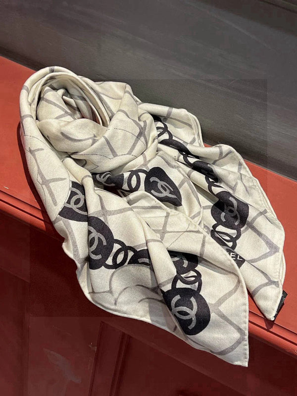 CHANEL 25S SCARF 110 IN CASHMERE SILK 730602