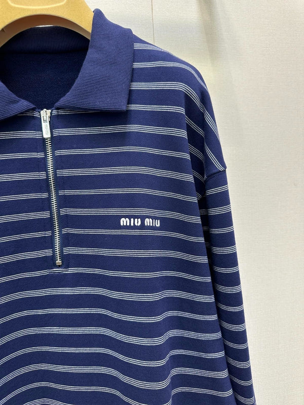 MIUMIU STRIPED ZIP POLO SHIRT STYLE 42