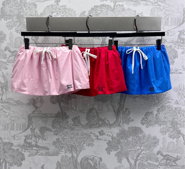 MIUMIU PLEATED DRAWSTRING MINI SKIRT 267799