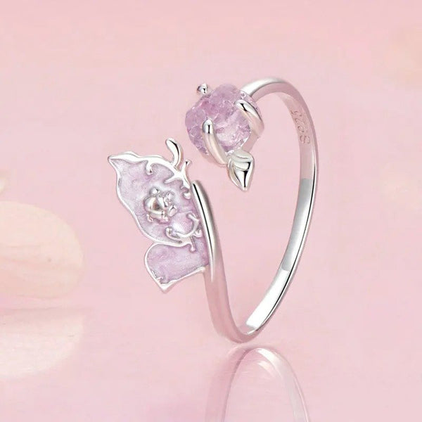 Purple Magenta Enamel Butterfly Opening Ring
