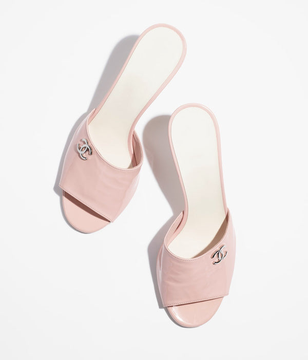 mules light pink patent lambskin