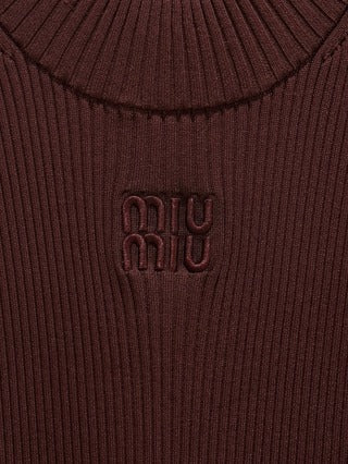 Miu Miu 2025 Round Neck Sleeveless Vest Brown Viscose