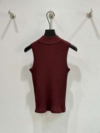 Miu Miu 2025 Round Neck Sleeveless Vest Brown Viscose