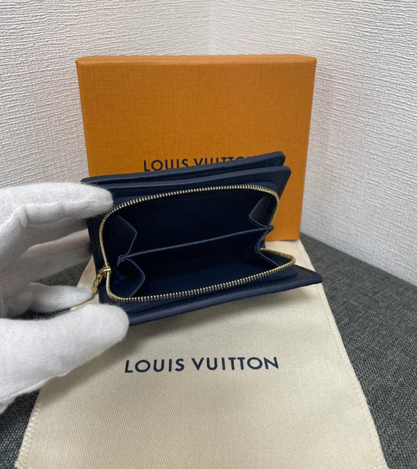 LV Cléa Wallet Purse Navy Blue Beige Cowhide