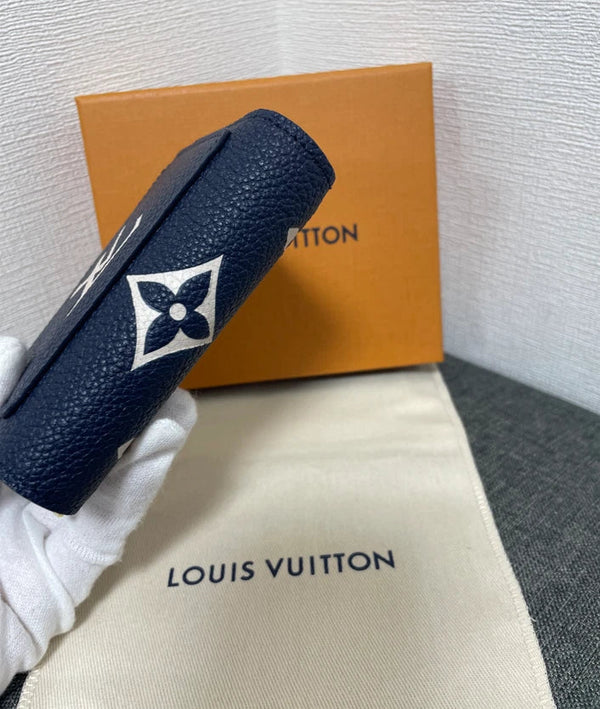 LV Cléa Wallet Purse Navy Blue Beige Cowhide
