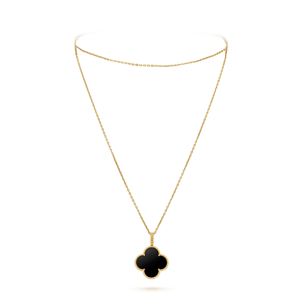 CLOVER GOLD ONYX BIG CLOVER NECKLACE