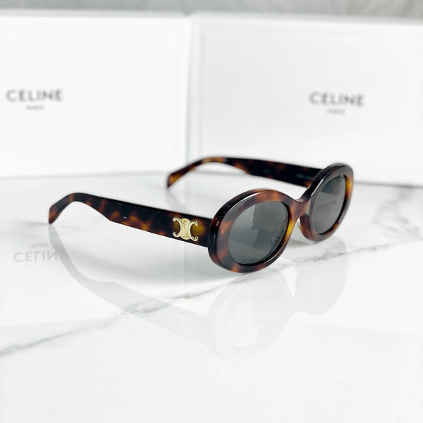Celine Triomphe Oval Sunglasses Brown