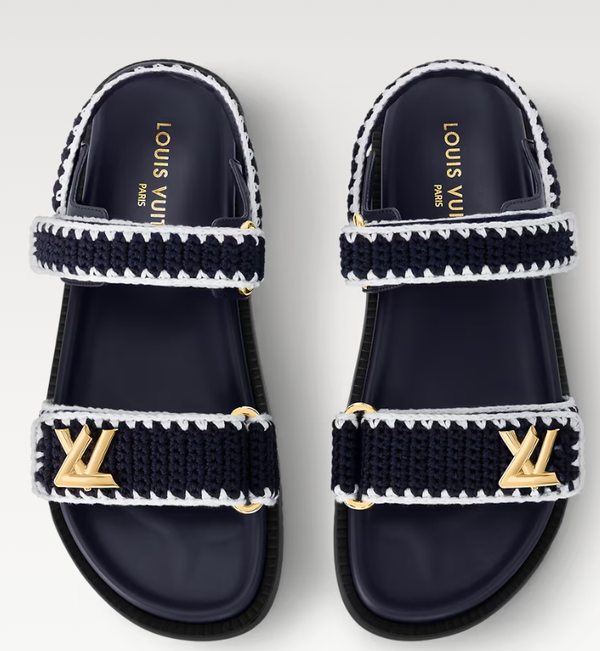 LV Sunset Comfort Sandal Dark Blue Cotton Leather