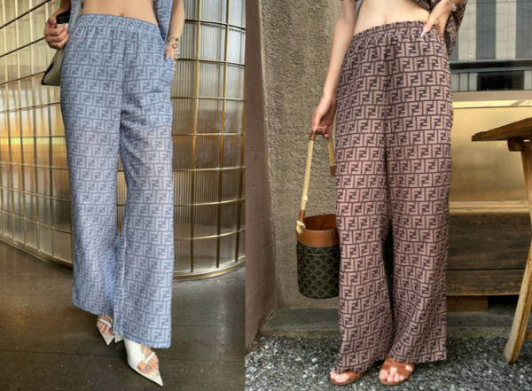 Fendi 25 Trouser Blue Brown Poliamide