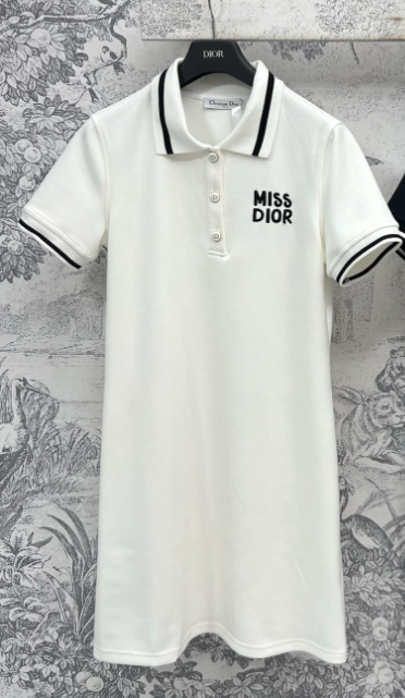 CD 25 Polo Collar Dress Black and White cotton polyester