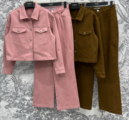 Prada 25 set cotone rosa e marrone