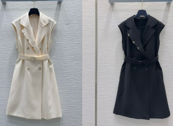 LV 25 Versatile Vest Jacket Black Beige Polyester