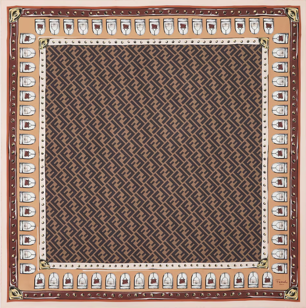 Fendi Scarf Brown Silk Foulard