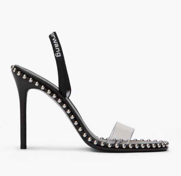Alexander Wang Nova Logo Sandal in Black Leather