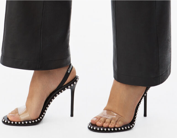 Alexander Wang Nova Logo Sandal in Black Leather