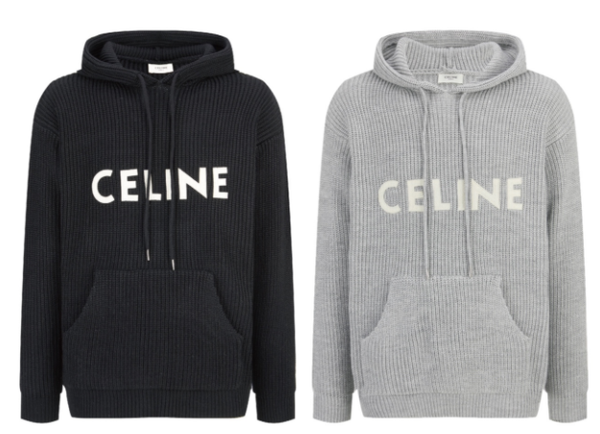 CELINE Sweat-shirt à Capuche Brodé Patch Laine Coton