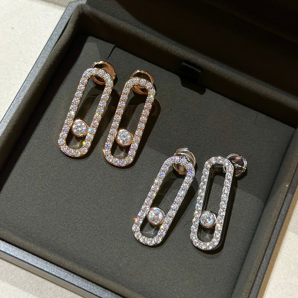 MOVE UNO MEDIUM PAVED DIAMOND EARRINGS