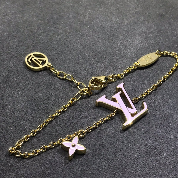 LV MONOGRAM PINK AND BLACK GOLD BRACELET