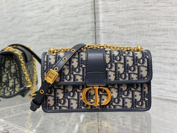 30 MONTAIGNE 21,5 CM RICAMO OBLIQUO BLU