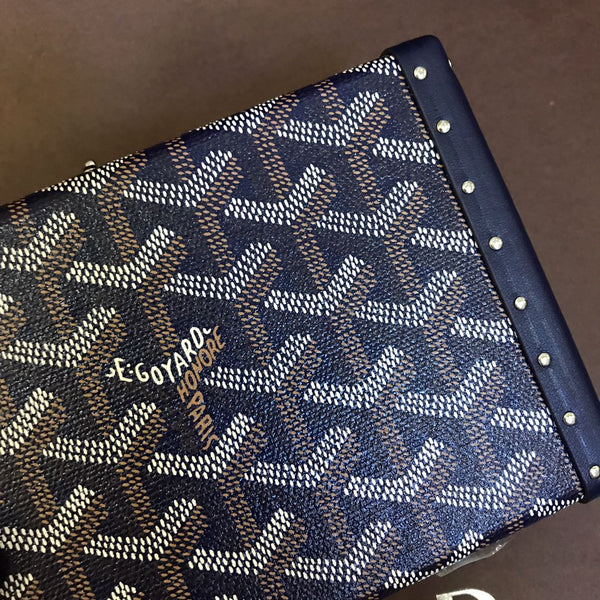 MINAUDIERE TRUNK BAG 17CM NAVY BLUE CANVAS