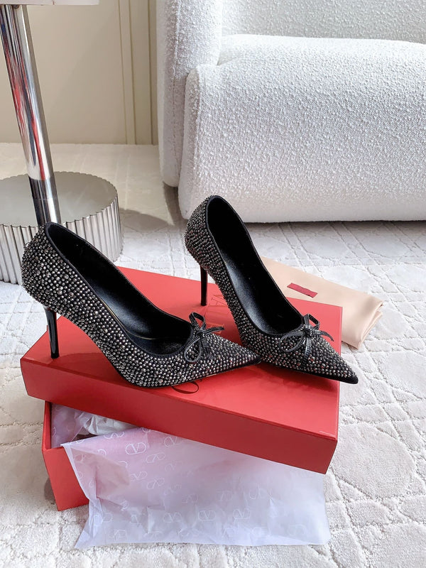 High-heels Pump Crystals 10cm Black With Crystals