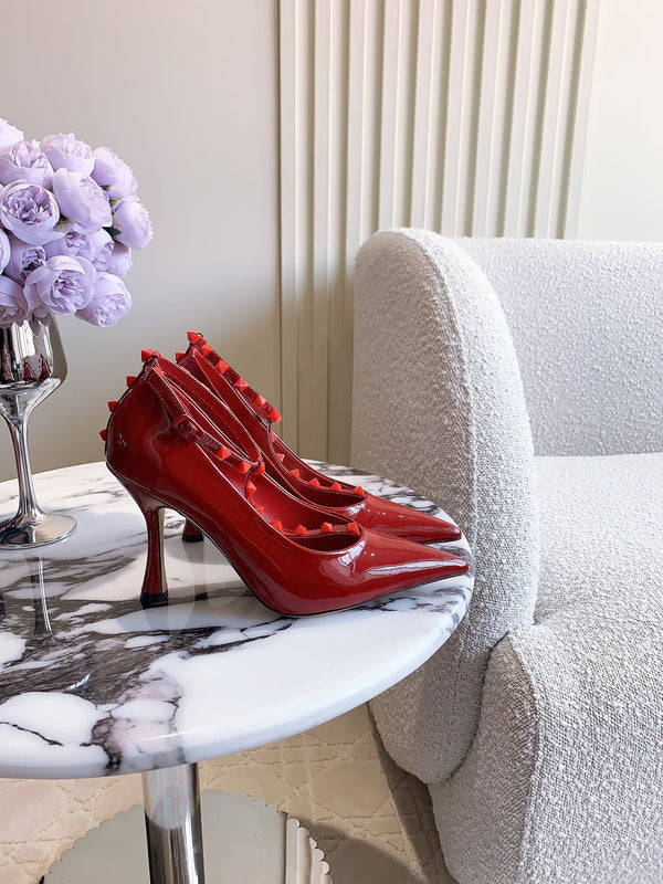 Rockstud TStrap 10cm Rosso