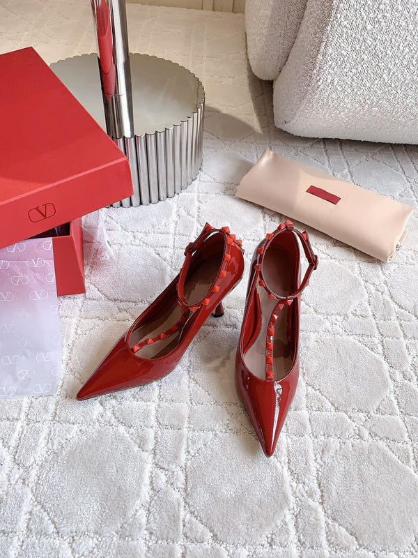 Rockstud TStrap 10cm Rosso