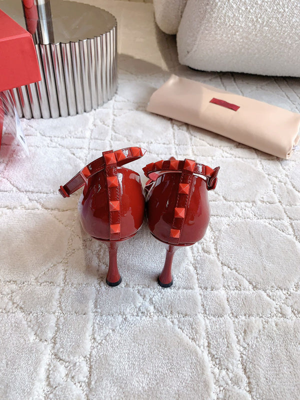 Rockstud TStrap 10cm Rosso