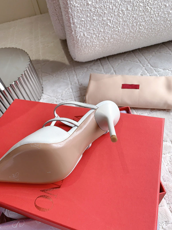 Rockstud Wispy Calfskin Mule 90mm Bianco Opaco