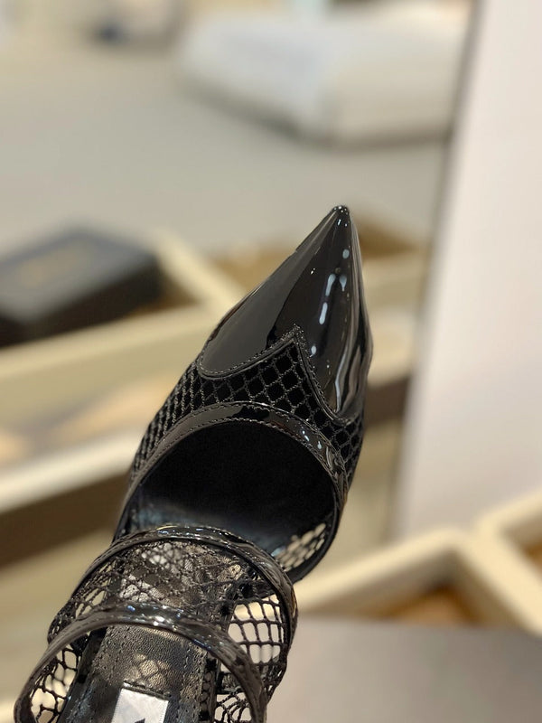 alaia mule 110 fishnet black heart lambskin