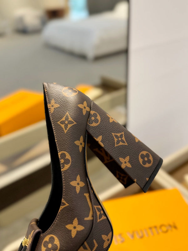 LV Shake Pump 120mm Dark Brown Monogram Cowhide